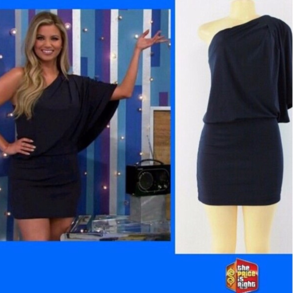 Jessica Simpson Black Blouson One-Shoulder Dress